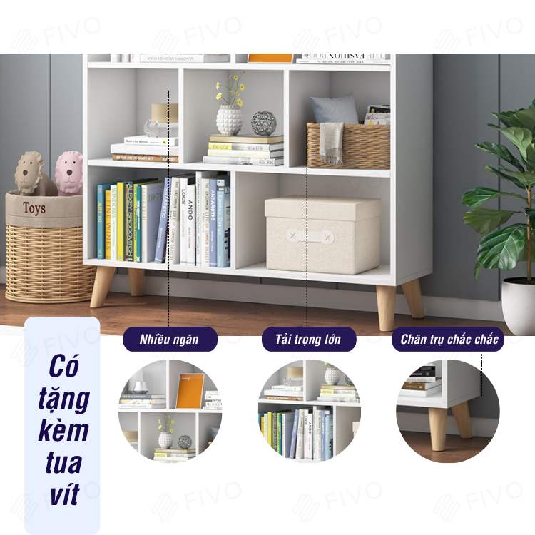 Tủ Sách Gỗ MDF FIVO FB60 Thiết Kế Hiện Đại - Hàng Chính Hãng