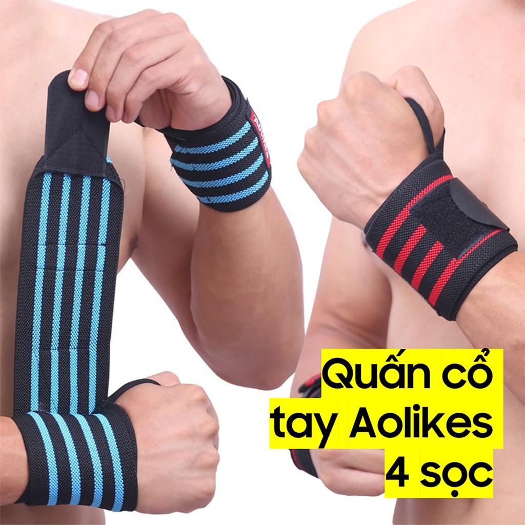 Băng quấn cổ tay tập gym chính hãng Aolikes (1 đôi), Phụ kiện thể thao cao cấp bảo vệ cổ tay GY22