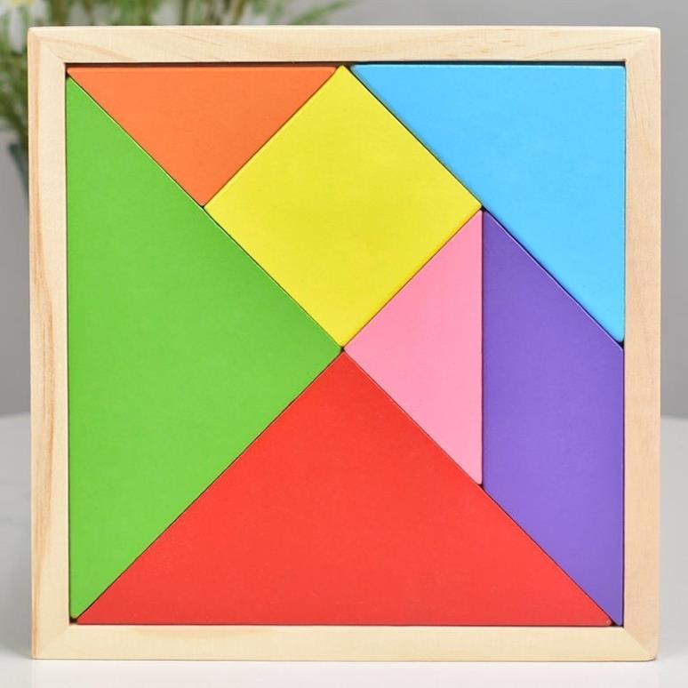 Tangram - Xếp Hình Trí Uẩn Hàng Đẹp Size To 18cm - Bộ Ghép Hình Bằng Gỗ Thông Minh Cho Bé