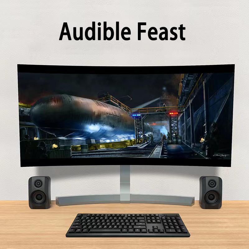 Máy tính mới âm thanh âm thanh nhỏ loa âm thanh nổi máy tính xách tay máy tính để máy tính để bàn có dây subwwofer usb đa phương tiện game di động loa di động màu sắc: màu đen