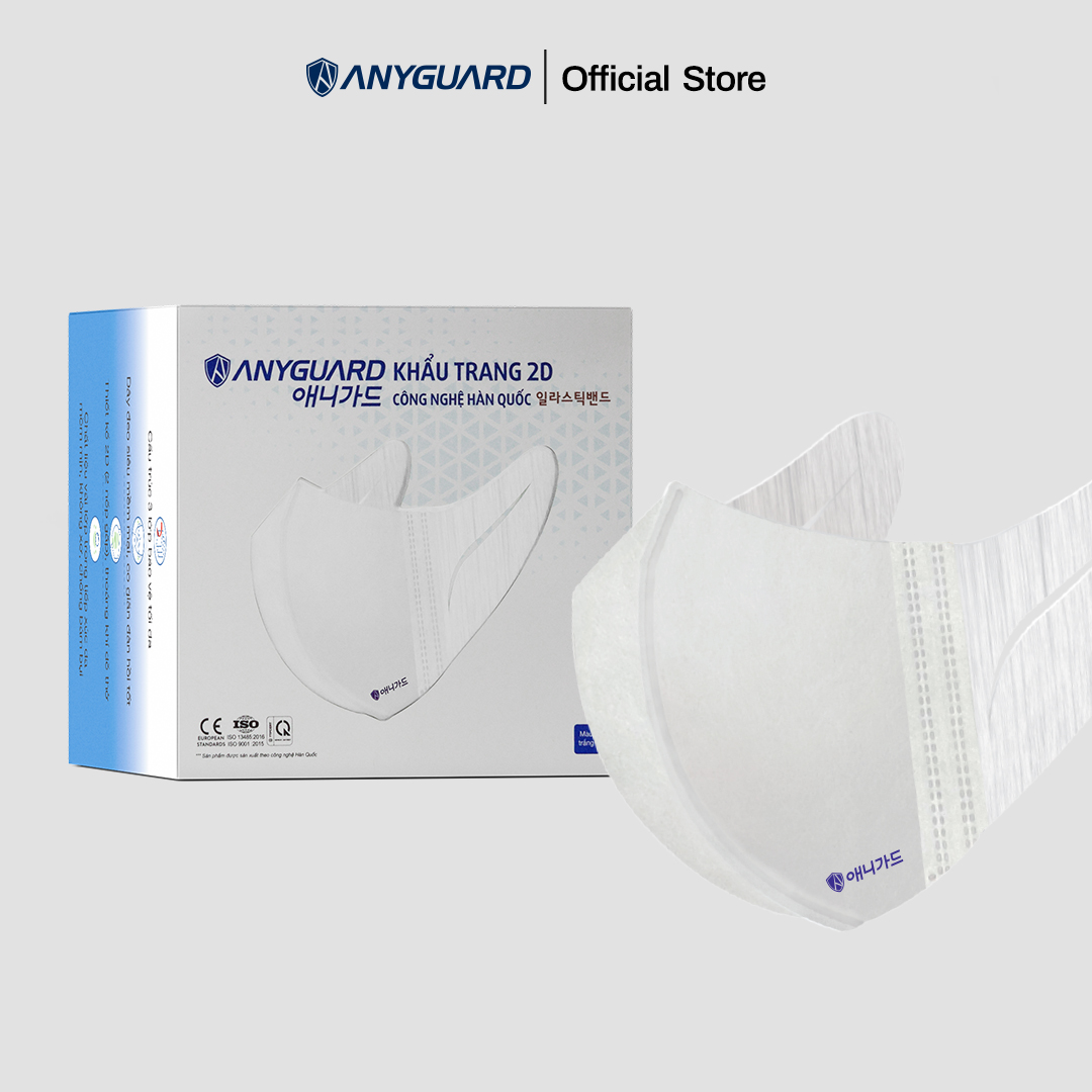 Hộp Khẩu Trang 2D ANYGUARD Hàn Quốc Chính Hãng - Dành Cho Người Lớn (Hộp 50 cái) - Quai Đeo Siêu Đàn Hồi, 3 Lớp Bảo Vệ Tối Ưu - ISO 9001:2015, ISO 13485:2016, QCVN 01:2017/BTC