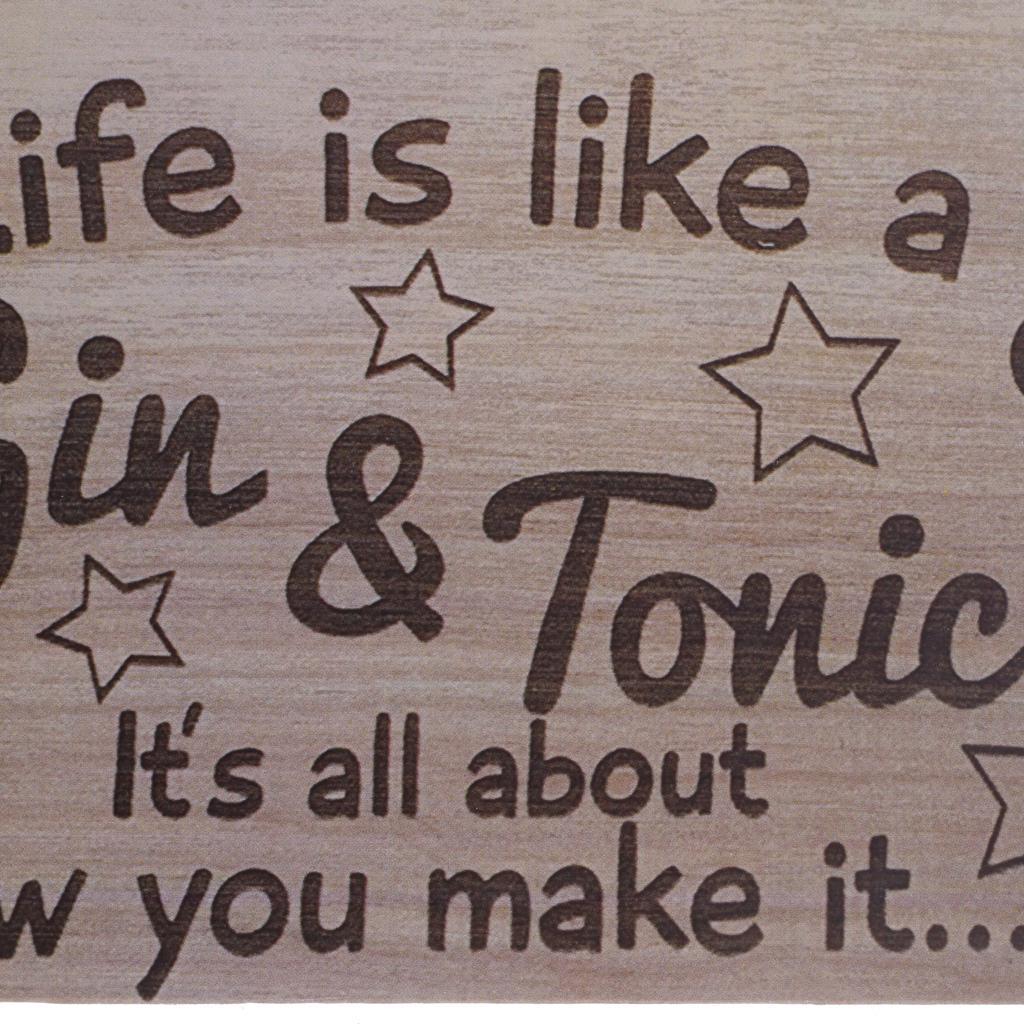 Life Is Like A Gin &amp; Tonic Rustic Wooden Hanging Sign Home Wall Decor Plaque