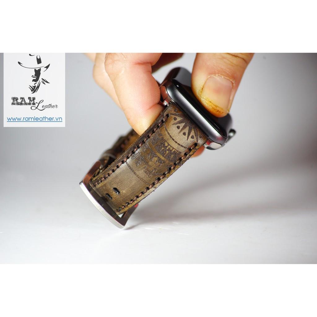 DÂY ĐỒNG HỒ TRỐNG ĐÔNG DA BÒ VEGTAN Ý NHUỘM THỦ CÔNG MÀU SOCOLA