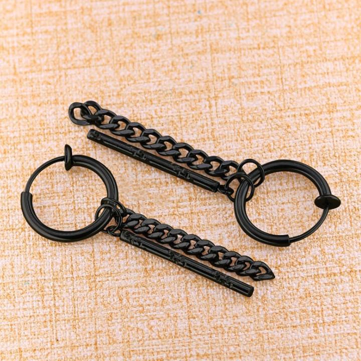 Bông Tai Nam KPOP Loại Kẹp Ko Cần Bấm Lỗ Tai Chất Liệu Thép Titan Ko Đen Ko Dị Ứng TT 1778 - 1 cặp