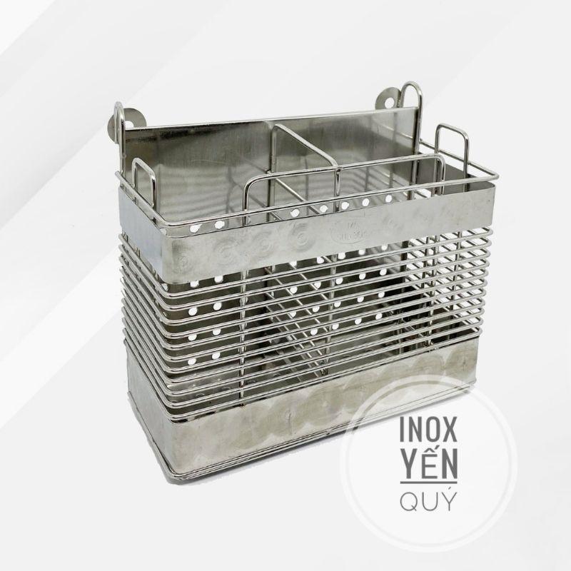 INOX304 Ống đũa vuông 2 ngăn inox cao cấp - Giỏ đựng muỗng đũa vuông 2 ngăn inox 304 cao cấp