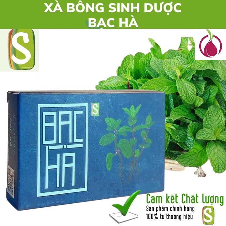 Set 3 Xà bông tắm gội đầu Sinh Dược hương Bạc hà tẩy da chết, sáng da, giúp giảm tress, mát lạnh sau tắm - 100% làm từ dược liệu thiên nhiên/ xà phòng handmade 100gr