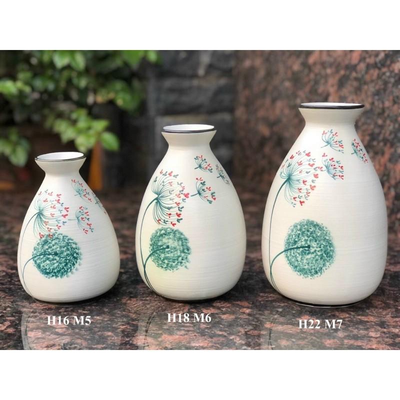 Set 3 bình cắm hoa-trang trí decor. Gốm sứ Bát Tràng.