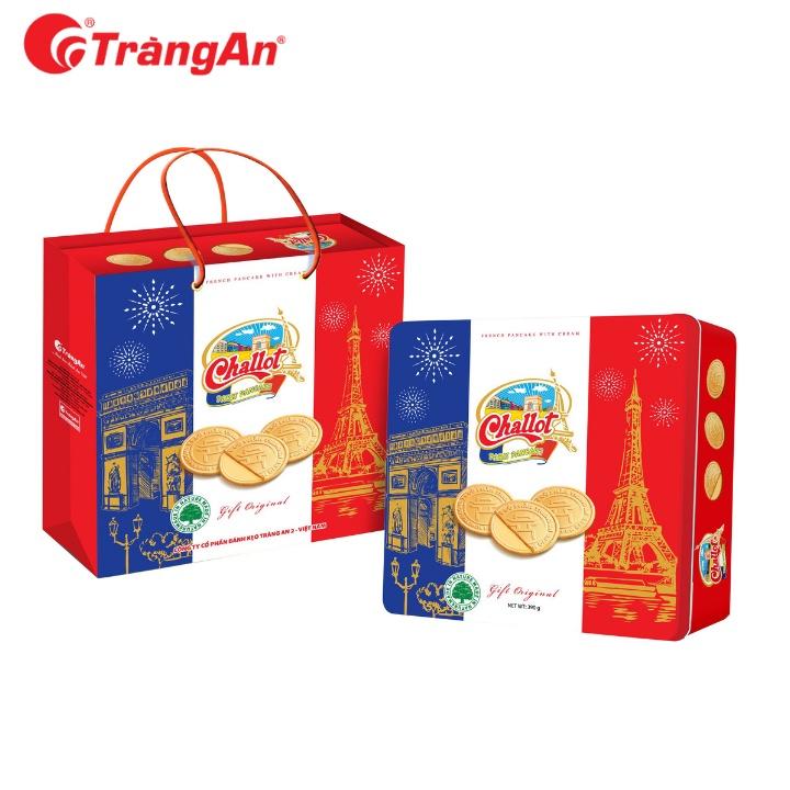 Bánh pancake Pháp hỗn hợp Challot 580g, hộp thiếc, thương hiệu Tràng An, hạn sử dụng 12 tháng, tặng kèm túi giấy to hơn