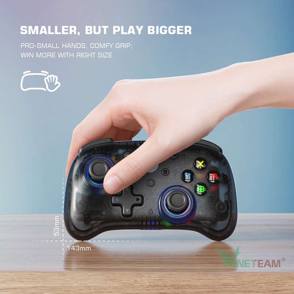 Tay Cầm Chơi Game Không Dây Gamesir T4 Mini Bộ Điều Khiển Chơi Game Dành Cho Nintendo Switch Apple Arcade và MFi Hỗ Trợ PC/ Android/ iOS Led Nhiều Màu -Hàng Chính Hãng