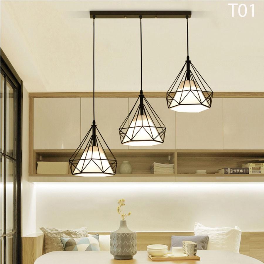 Đèn thả kim cương đen khung sắt sơn tĩnh điện phi 250-T01