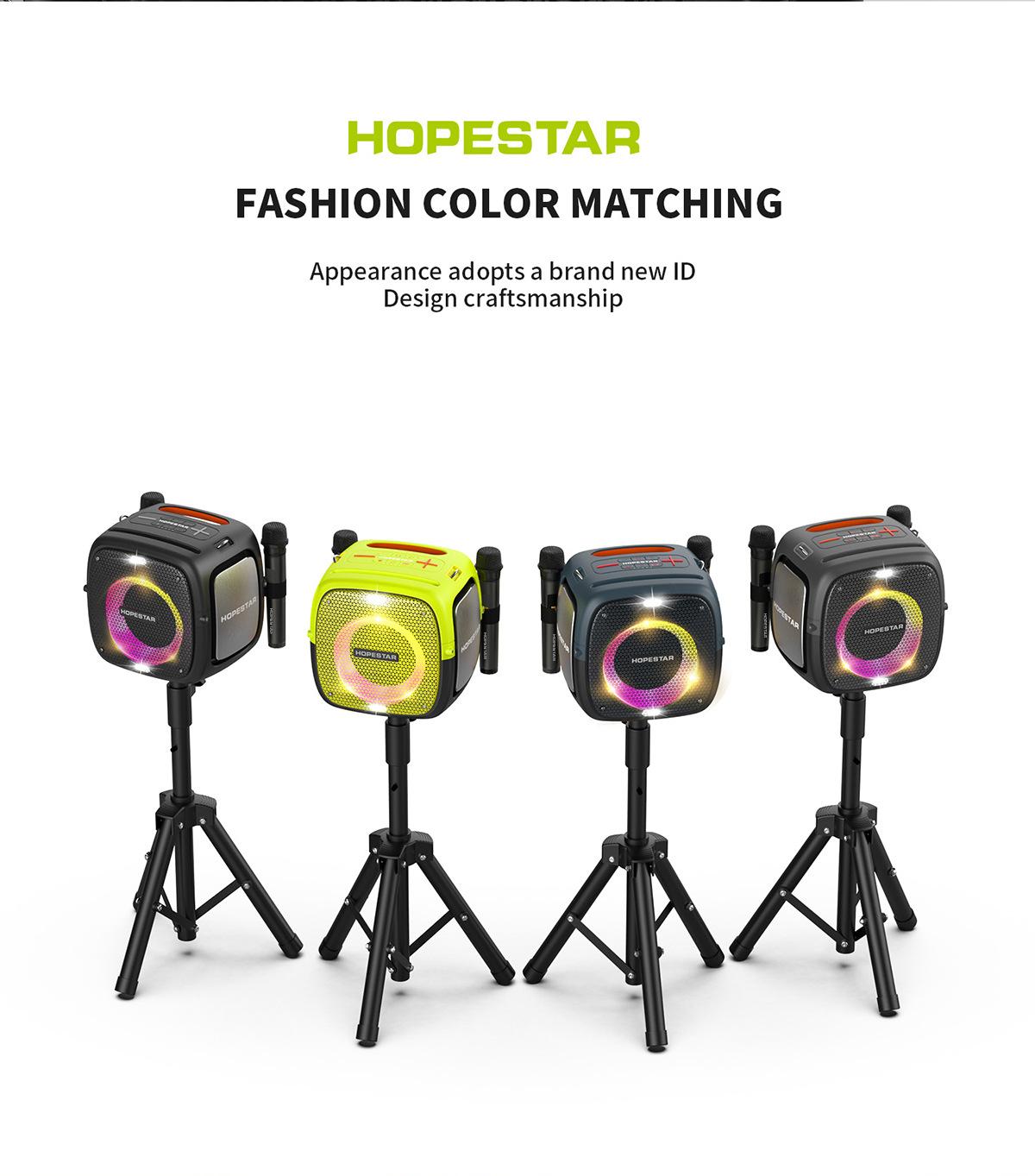 Hopestar-partyone caixa de som Loa Bluetooth ngoài trời loa siêu trầm công suất cao 80W âm thanh khiêu vũ vuông có micrô không dây Màu sắc: Giá đỡ loa