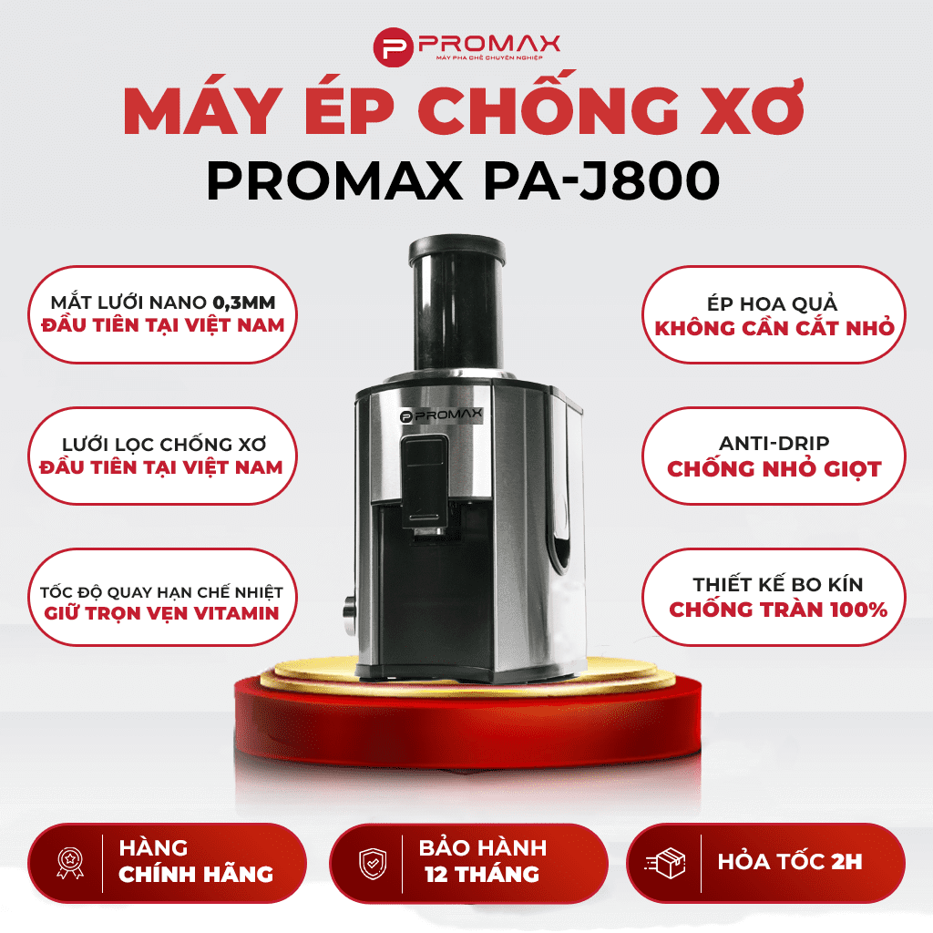 MÁY ÉP TRÁI CÂY CHỐNG XƠ PROMAX PA-J800 Hàng chính hãng