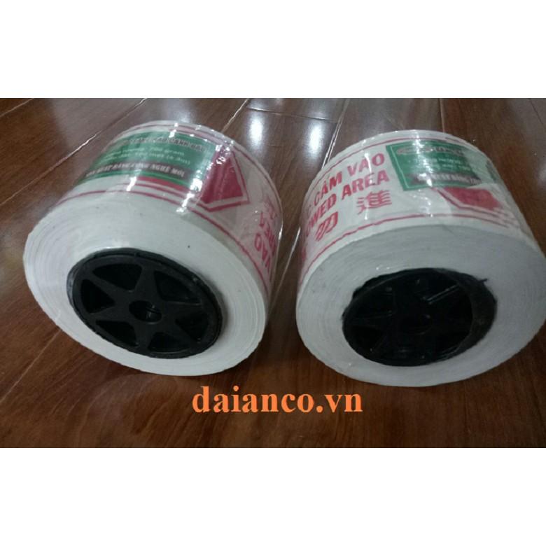 Cuộn dây rào chắn khu vực cấm vào 2 mặt màu trắng đỏ - 8cm x 100m