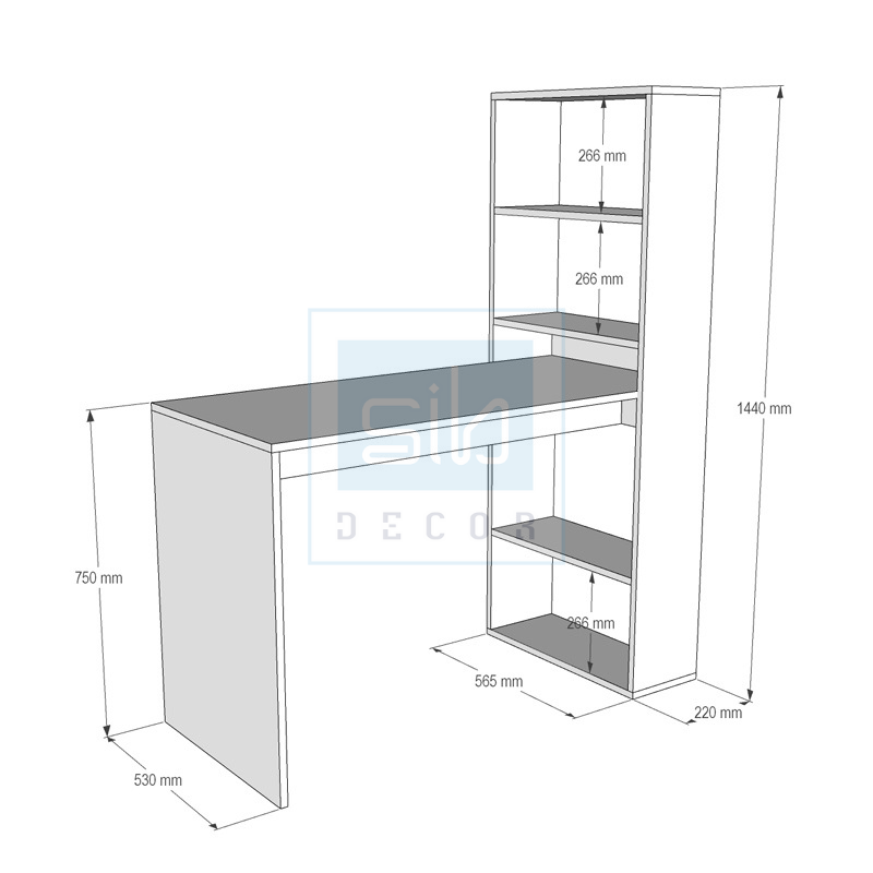 Bàn Làm Việc Kết Hợp Kệ Sách Màu Trắng SIB Decor, Gỗ Chống Ẩm, Bề Mặt Phủ Melamine Chống Trầy Và Kháng Nước, Dễ Dàng Lắp Ráp