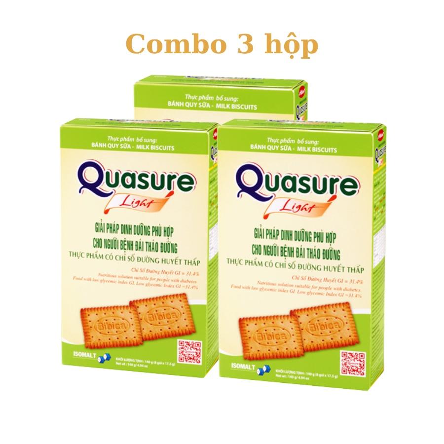 Combo 3 hộp Bánh Quy Quasure Light Sữa hộp 140 gram Bibica - thực phẩm dành cho người ăn kiêng, tiểu đường