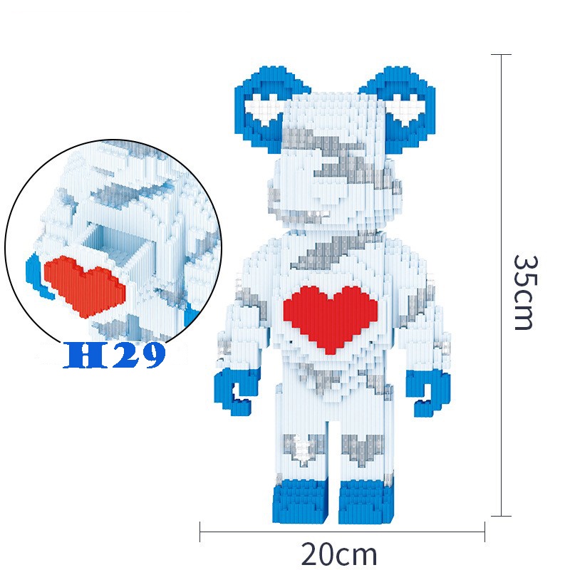 Mô hình láp rắp gấu -BEARBRICK nhiều màu đồ chơi bộ xếp hình gấu thông minh cho bé