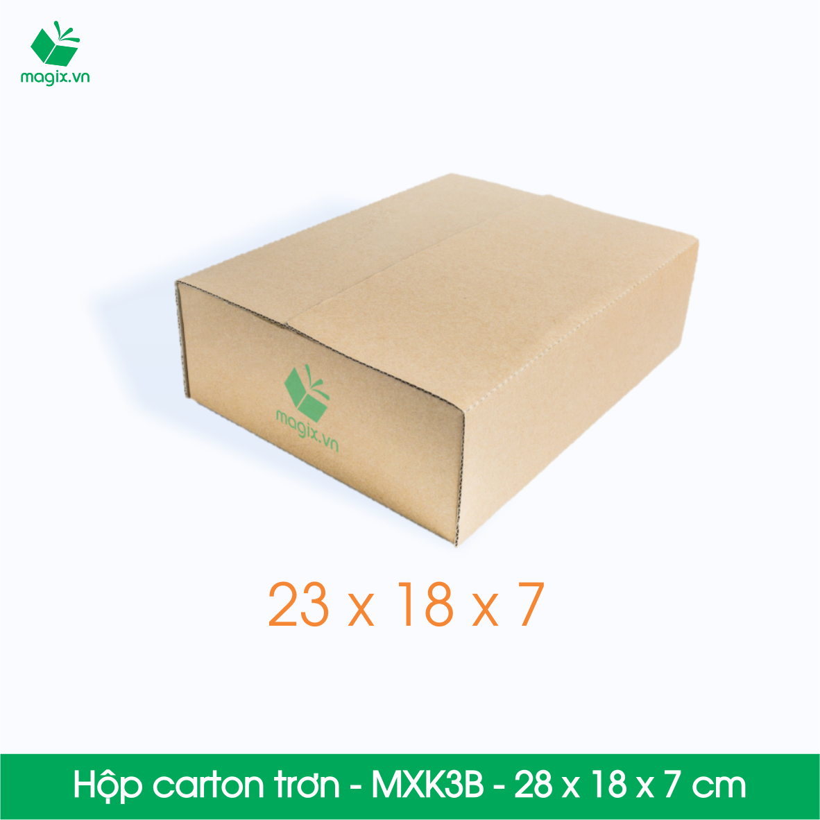 MXK3B - 23x18x7 cm - 25 Thùng hộp carton trơn đóng hàng