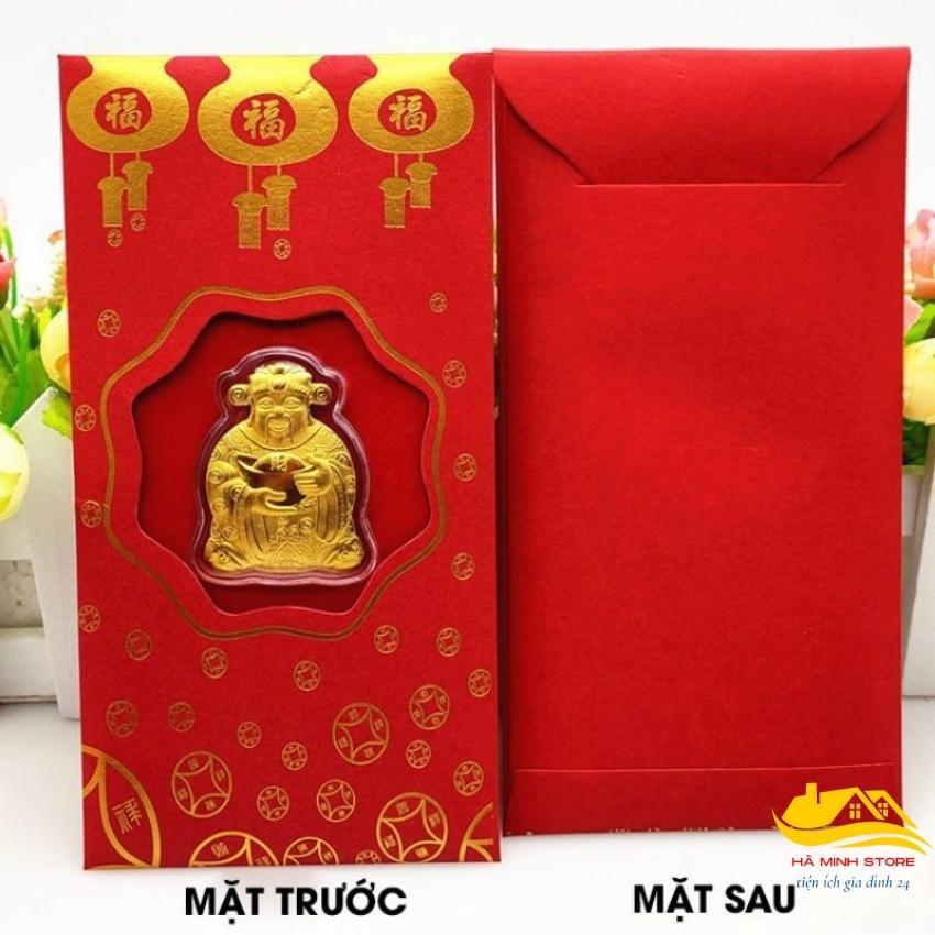 Bao lì xì thần tài mạ vàng 24k may mắn tài lộc phong bao lì xì