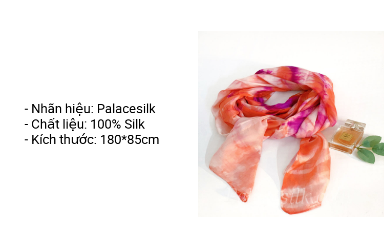 Khăn Lụa Tơ Tằm Palacesilk màu hồng cam #mềm mượt#nhẹ#thoáng, 100% silk, kích thước 180*85cm
