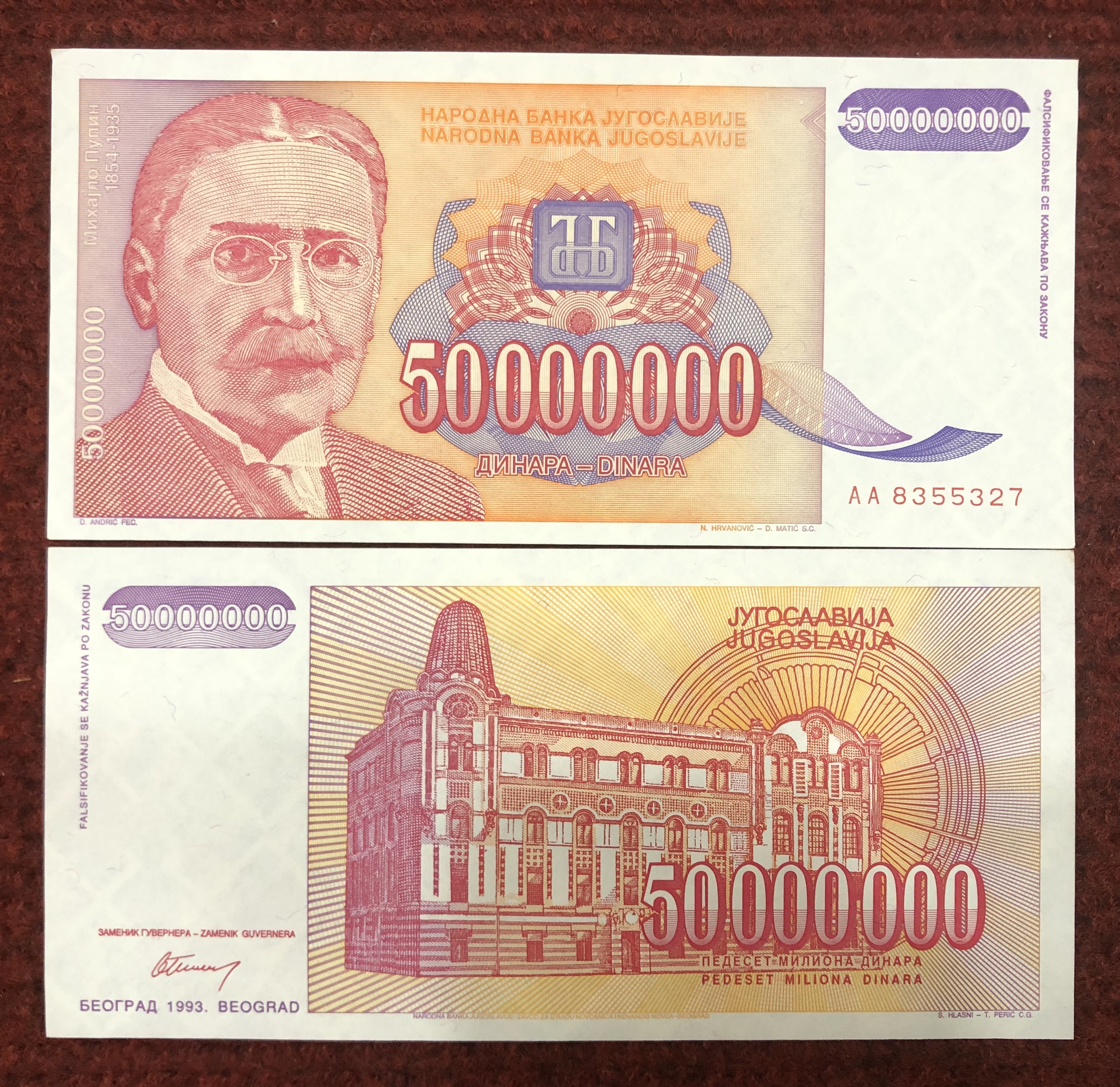 Tờ tiền mệnh giá khủng 50 triệu Nam Tư sưu tầm độc lạ