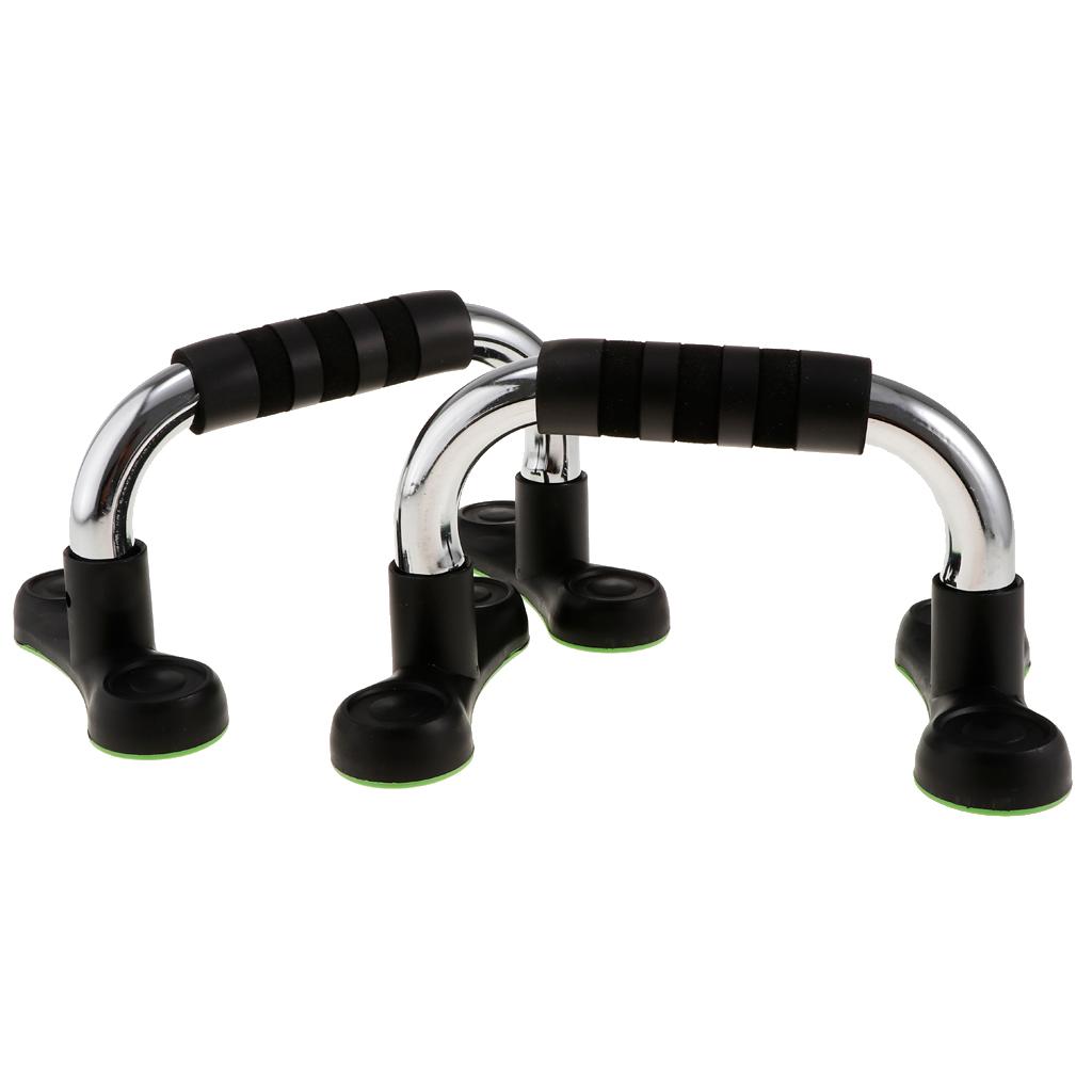 1 Pair Steel Push up Bars Chest Muscle Pushup Stands with Foam Grips Slivery