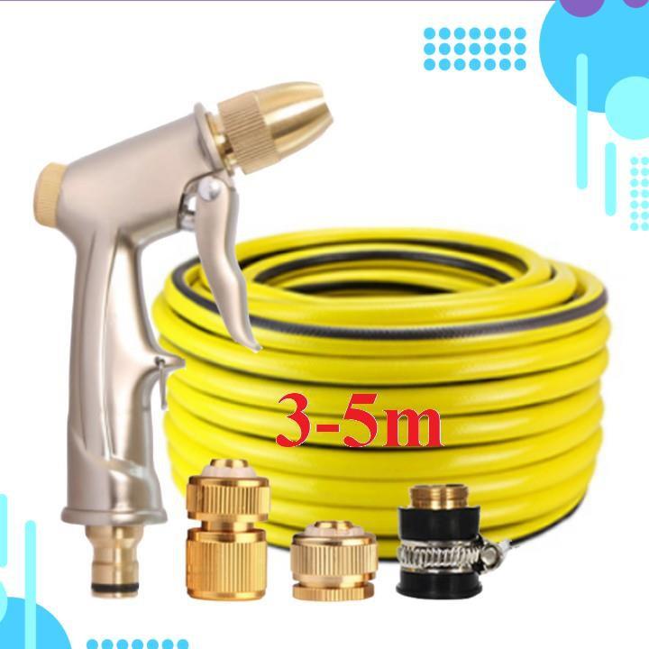 Bộ dây vòi xịt nước rửa xe, tưới cây . tăng áp 3 lần, loại 3m, 5m 206701-1Yđầu đồng, cút đồng, d.vàng