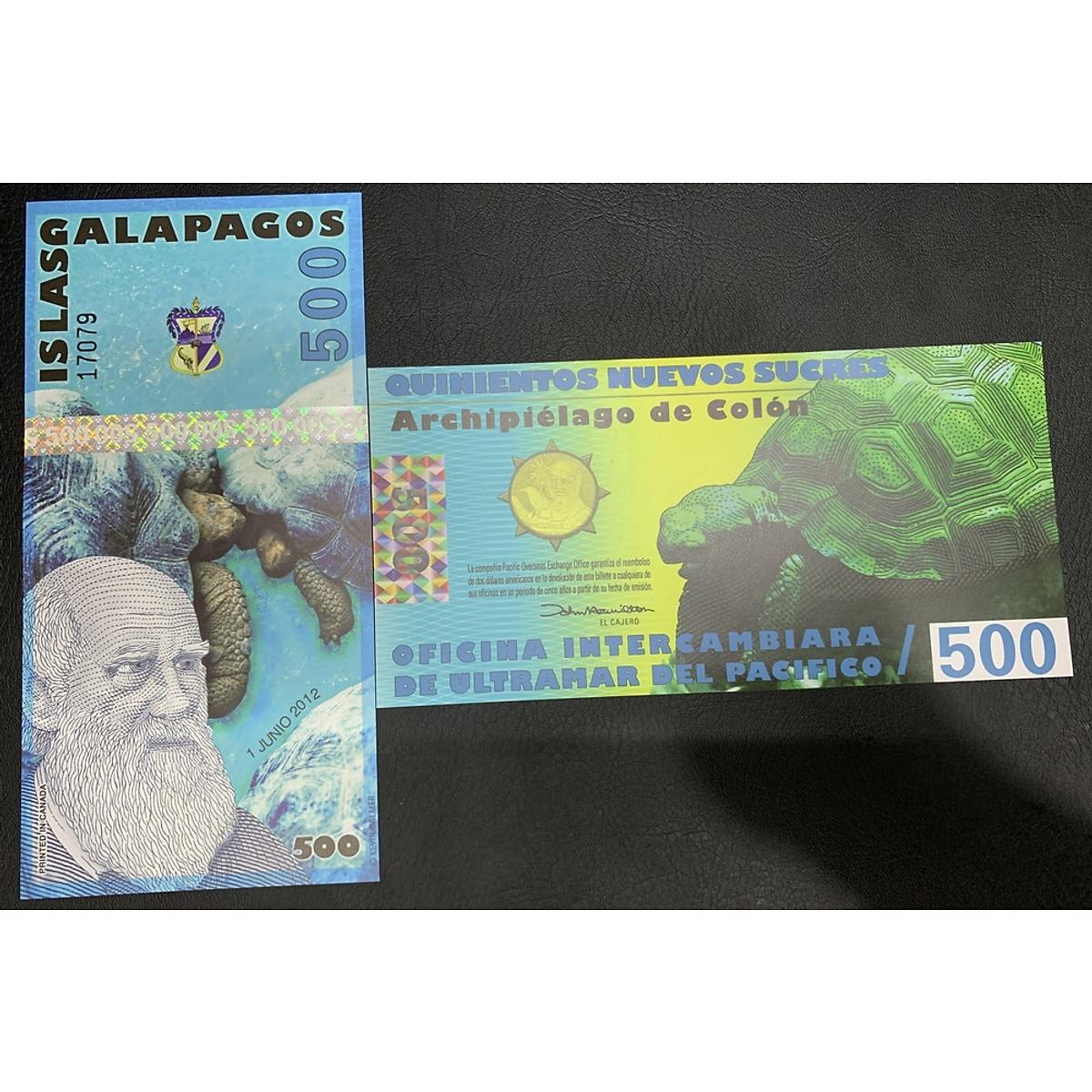 Tờ tiền con rùa Galapagos 500 Sucres ở Chile bằng polyme lưu niệm, tiền châu Mỹ, Mới 100% UNC , sưu tầm