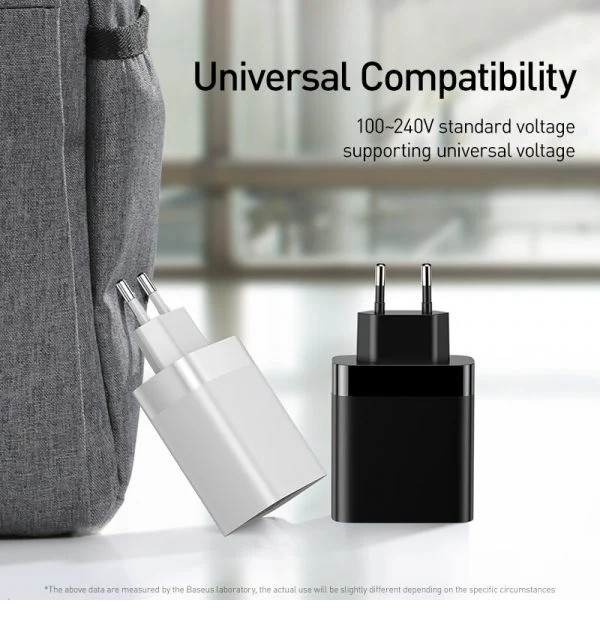 Cóc củ sạc nhanh 30W 4 cổng USB hiệu Baseus Mirror Lake cho điện thoại / máy tính bảng iPhone iPad Samsung Huawei Oppo Xiaomi Vivo (sạc nhanh QC 3.0 &amp; 2.4A / Port USB, Max 6A, LED display) - Hàng nhập khẩu