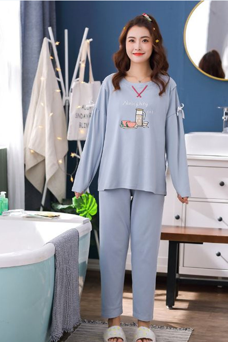 Bộ bầu mặc nhà thu đông Azuno AZ31 - Đồ Sau Sinh Dài Tay Có Thiết Kế Cho Con Bú Chất Cotton Mềm Mại