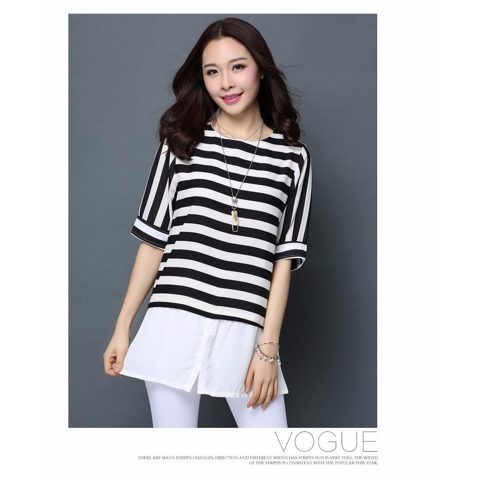 TK184N-ÁO SỌC TAY LỠ FORM DÀI S-6XL