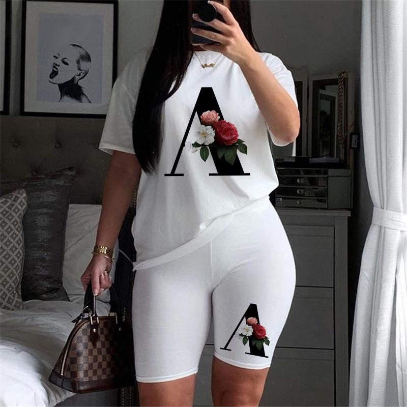 Phụ Nữ Hai Piec Bộ Chữ T Áo Và Quần Short Bộ Mùa Hè Nữ Tay Ngắn Cổ Tròn Áo Quần Jogger Biker Quần Short Bộ Trang Phục Gợi Cảm dành Cho Người Phụ Nữ