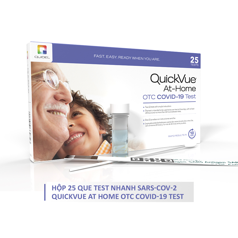 QuickVue Covid-19 Test nhanh tại nhà - Hộp 25 kit - Hàng Mỹ chính hãng