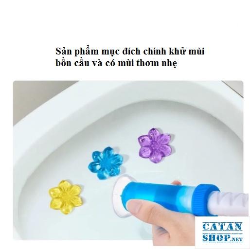 Gel thơm khử mùi diệt khuẩn toilet, Gel dính bồn cầu làm sạch lavabo dạng thạch hình bông hoa có 6 mùi thơm dễ chịu
