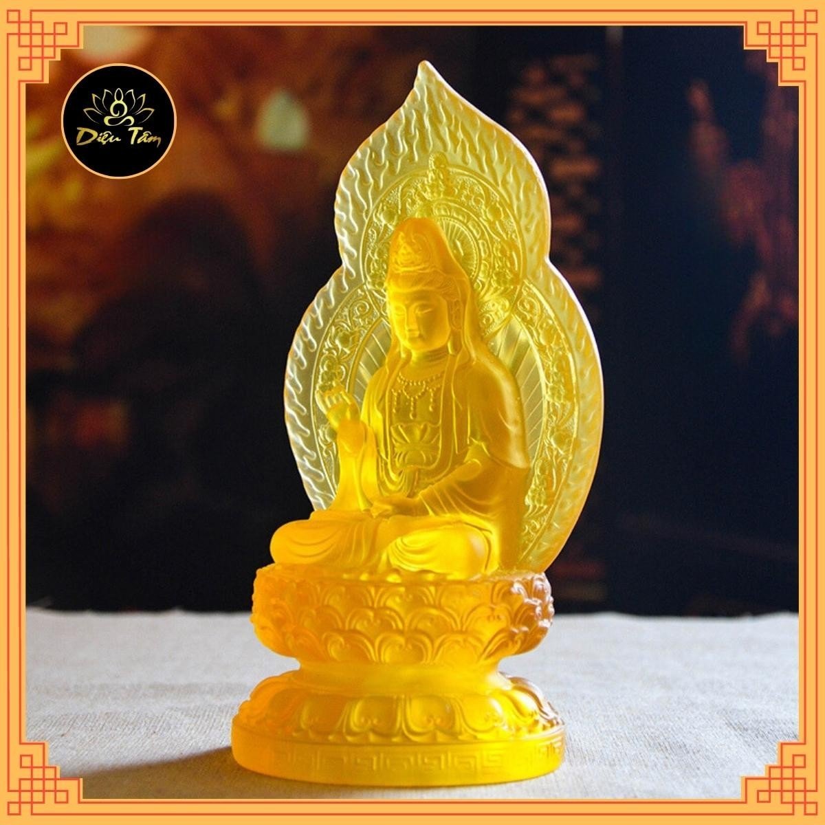 Tượng Phật Quan Âm Bồ Tát tượng quan âm lưu ly Size 18cm Để Trang trí Ô Tô đồ thờ cúng phong thủy shop Diệu Tâm