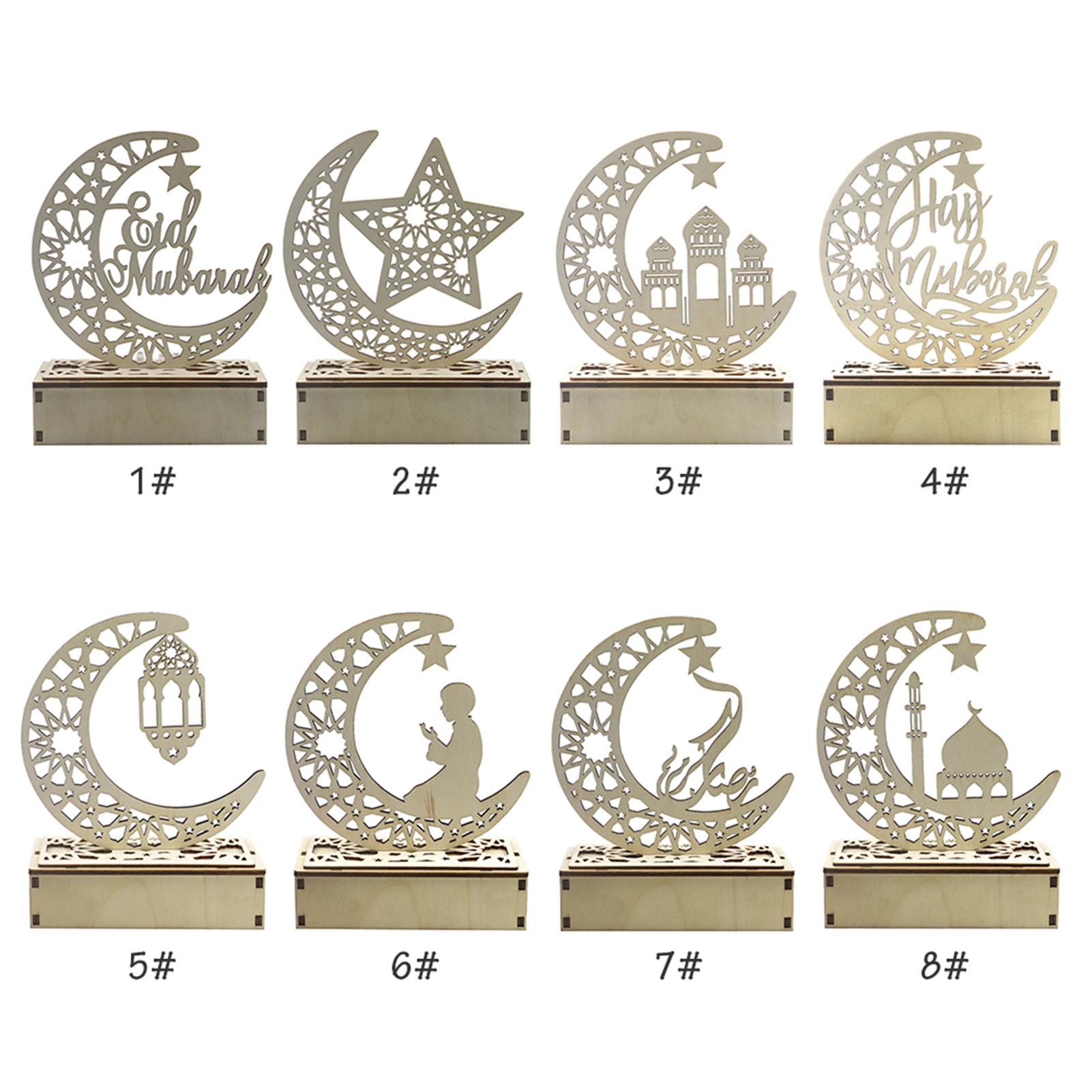 Đèn Ramadan bằng gỗ, hình mặt trăng dùng để trang trí nhà cửa, đèn ngủ, ...
