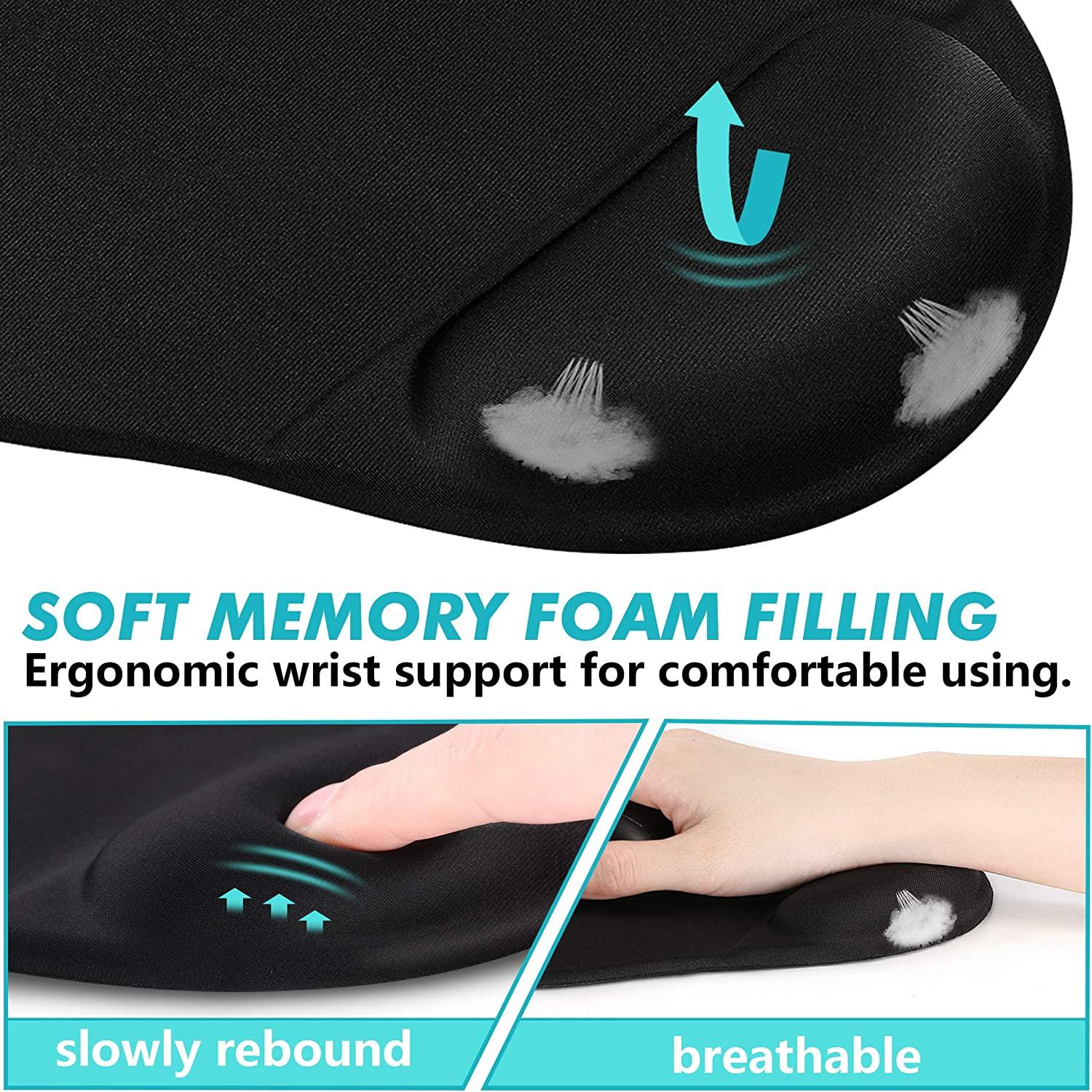 Bàn di chuột công thái học với phần tựa cổ tay, bộ bàn phím và tấm lót chuột Memory Foam
