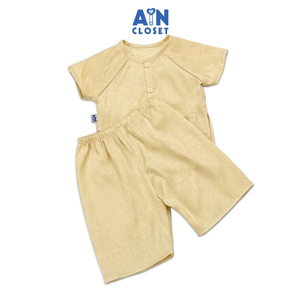 Bộ quần áo Bà ba lửng unisex cho bé hoa văn Vân Gỗ gấm nâu sữa - AICDBTW02EXX - AIN Closet