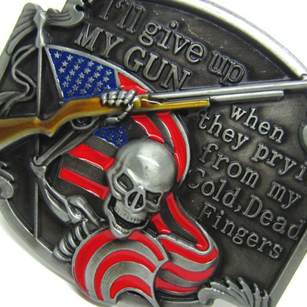Classic Metal Skull Flag Belt Buckle Skeleton Cowboy Novelty Retro Western