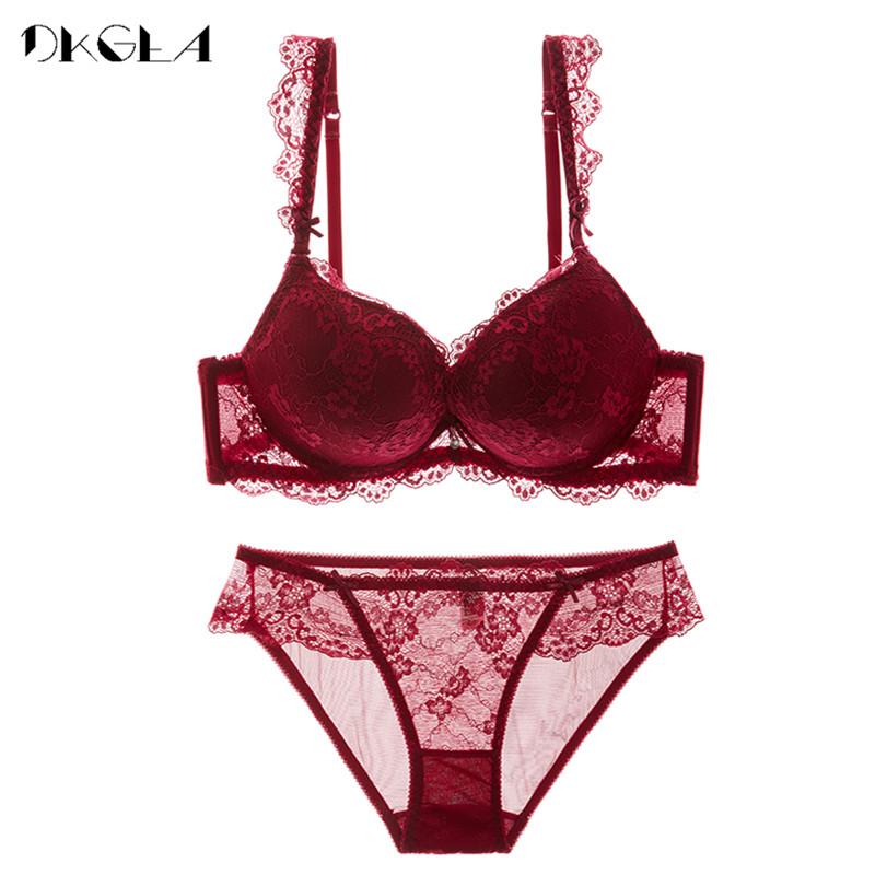 Mới Bộ Đồ Lót Nữ Ren Sexy Push-Up Áo Ngực Và Quần Bộ Nơ Thoải Mái Yếm Trẻ Trung Áo Ngực Có Thể Điều Chỉnh sâu V Quần Lót