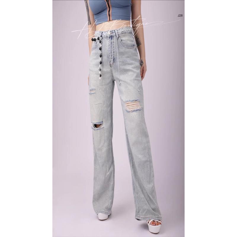 Quần Jeans rách kèm dây nịt Hàn Quốc-J28 - XanhJeans
