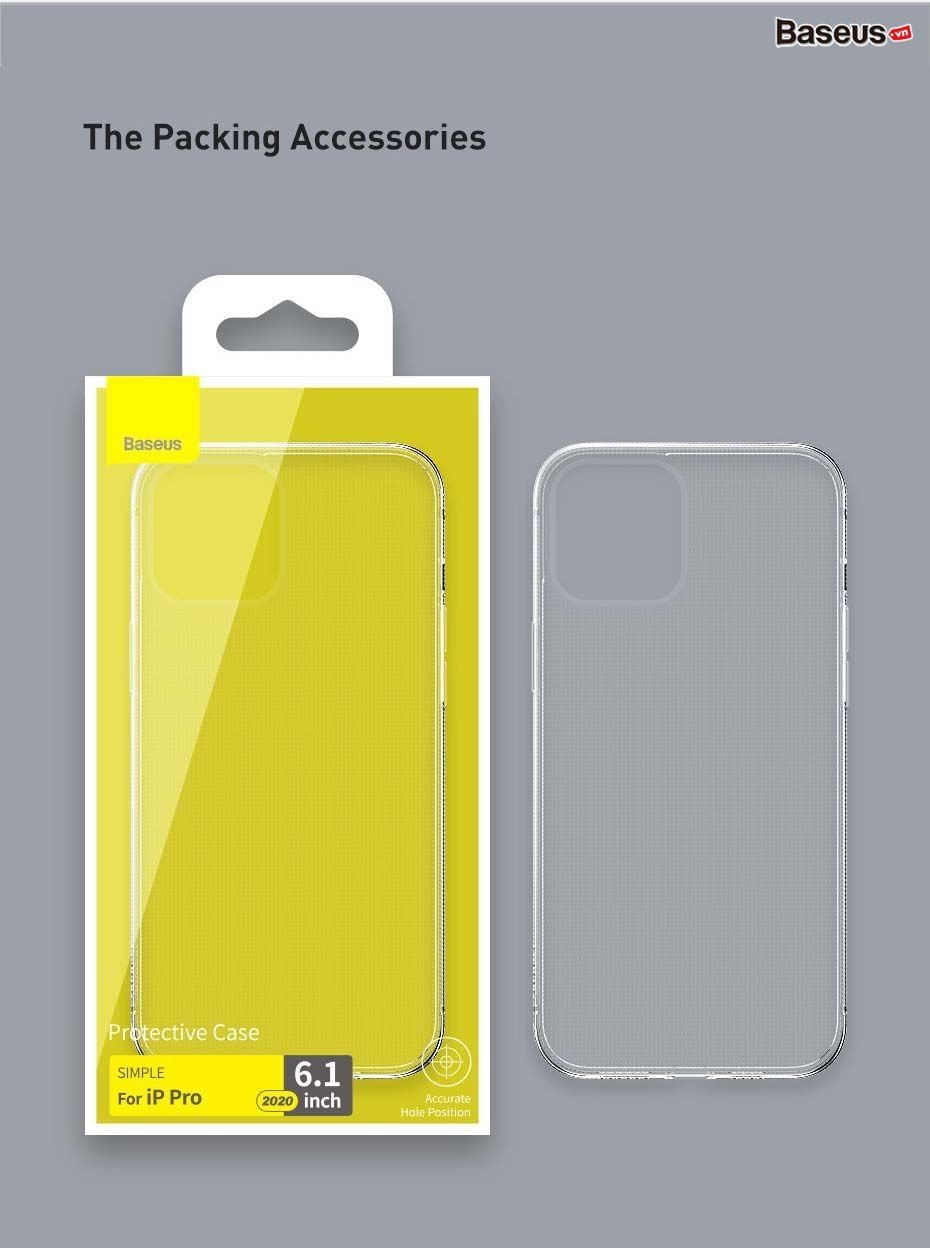 Ốp lưng trong suốt Baseus Simple Case dùng cho iPhone 12 mini / iPhone 12 / iPhone 12 Pro / iPhone 12 Promax _ Hàng Nhập Khẩu