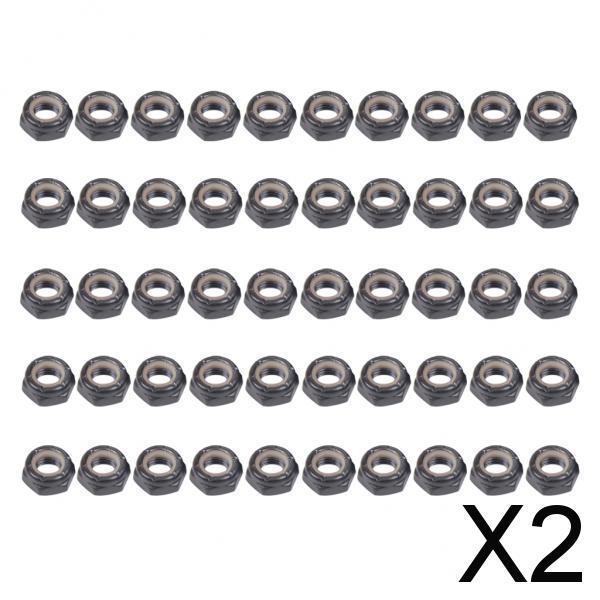 2x50 Pieces Skateboard Longboard Trucks Wheels Replacement Axle Nuts Hardware