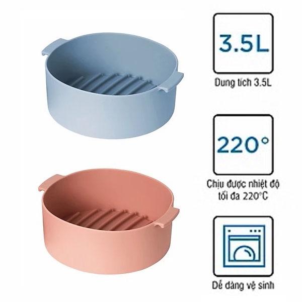 Khay silicone dành cho nồi chiên không dầu và lò vi sóng Lock&Lock 3.5L và 5L, CKB002 CKB003 chịu nhiệt độ cao dễ dàng vệ sinh