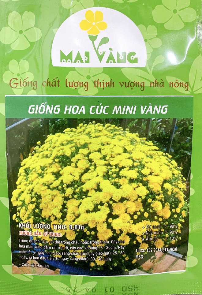 Hạt Giống Hoa Cúc Mini Vàng - Cúc Chi - Cúc 4 Mùa - gói 20 Hạt