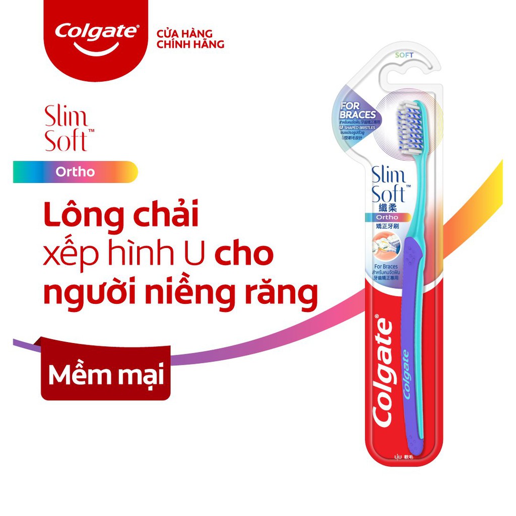 Bàn chải Colgate Slimsoft Ortho lông chải mềm mại xếp hình U cho người niềng răng