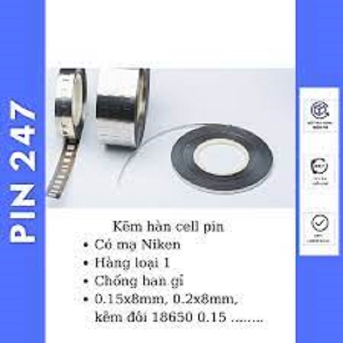 Kẽm hàn cell pin, đôi 0.15, đơn 0.2x8mm 0.15x8mm 1 mét