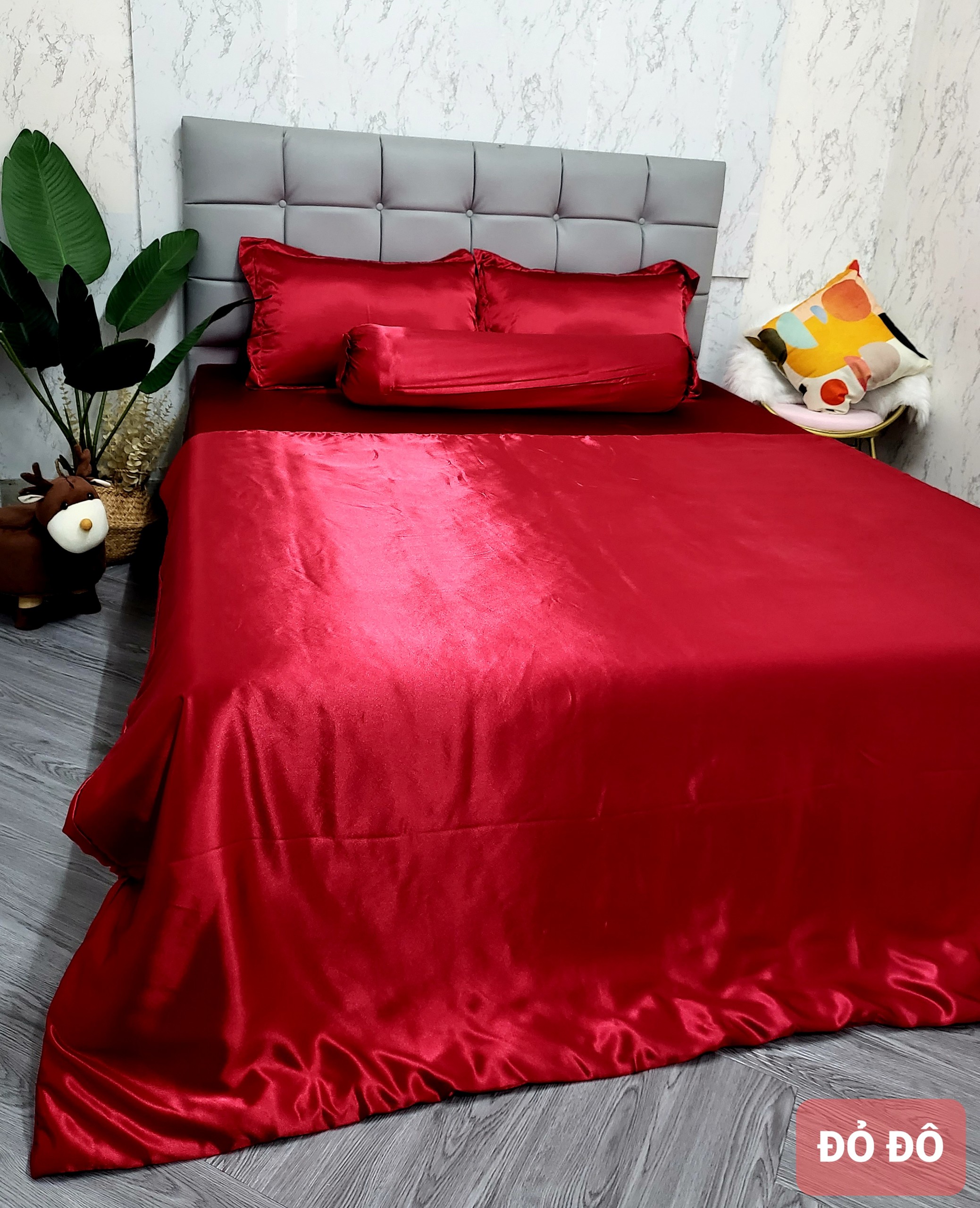 GIẢM % Ga bộ phi lụa Thái Tuấn cao cấp loại 1, bộ 4 món ga nệm và áo gối phi lụa hàng may - NEMTOTBEDDING