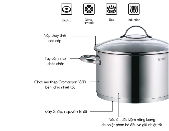 Nồi WMF Provence Plus High Casserole 20cm Cho Mọi Loại Bếp - 0722206380