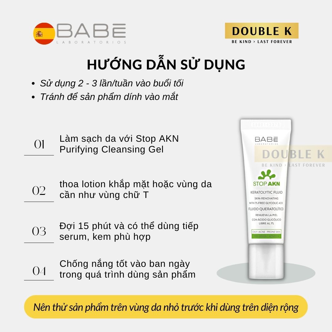 Tẩy Tế Bào Chết Chuyên Sâu BABE Stop AKN Keratolytic Fluid | Double K