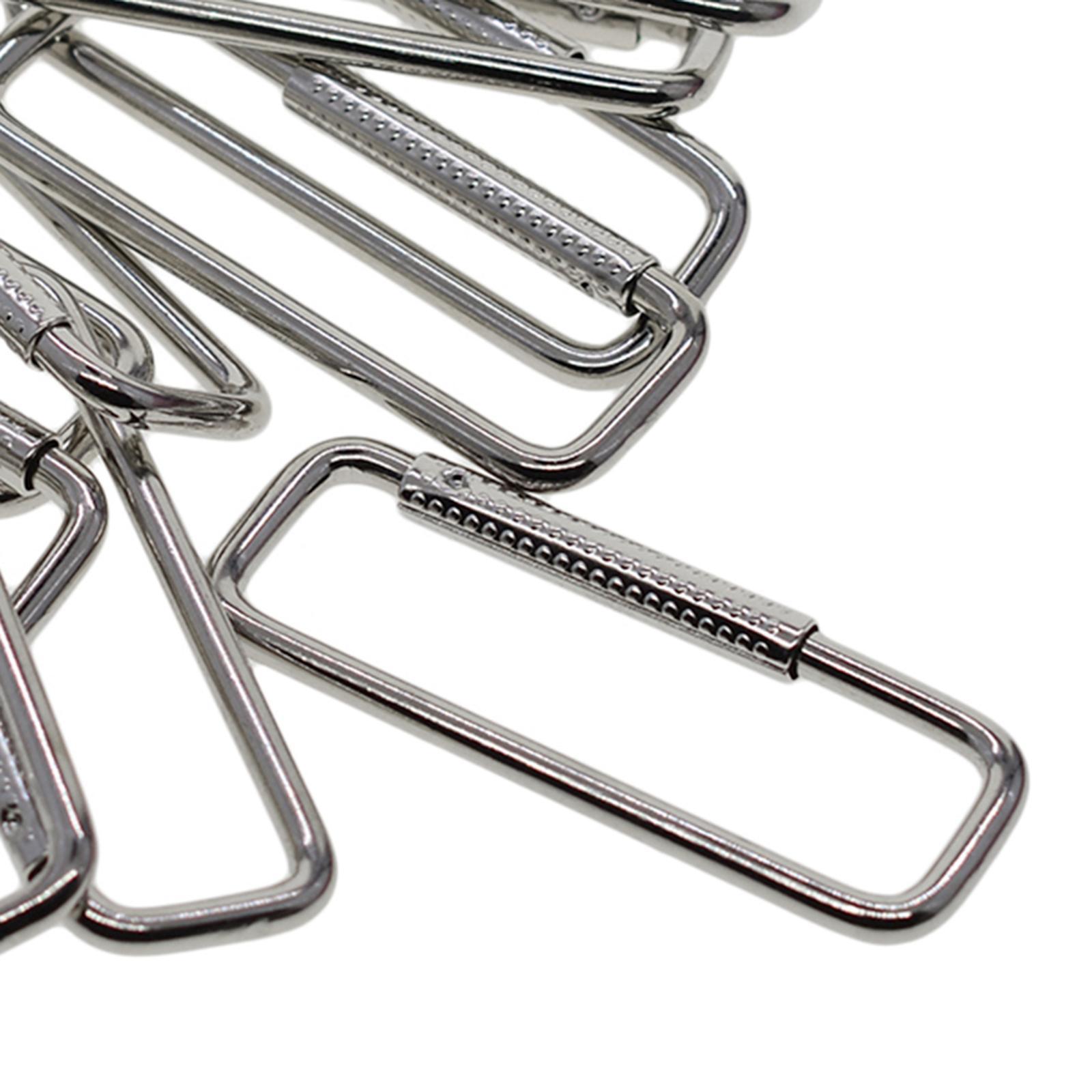 10Pcs Rectangle Carabiner Clips Hook Portable Durable Multifunctional Metal Sturdy DIY Keychain Clips Spring Buckle for Outdoor Indoor Bags